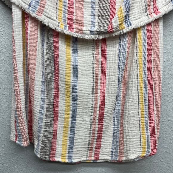 Allison Joy Gauzy Off Shoulder Ruffle Coastal Cowgirl Cottagecore Cotton Top XS - Picture 9 of 12